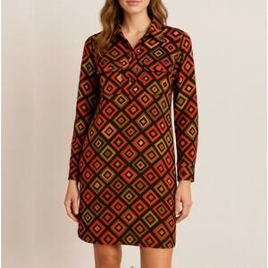 Anthropologie Uncle Frank Multicolor Retro Geometric Long Sleeve Mini Dress XS